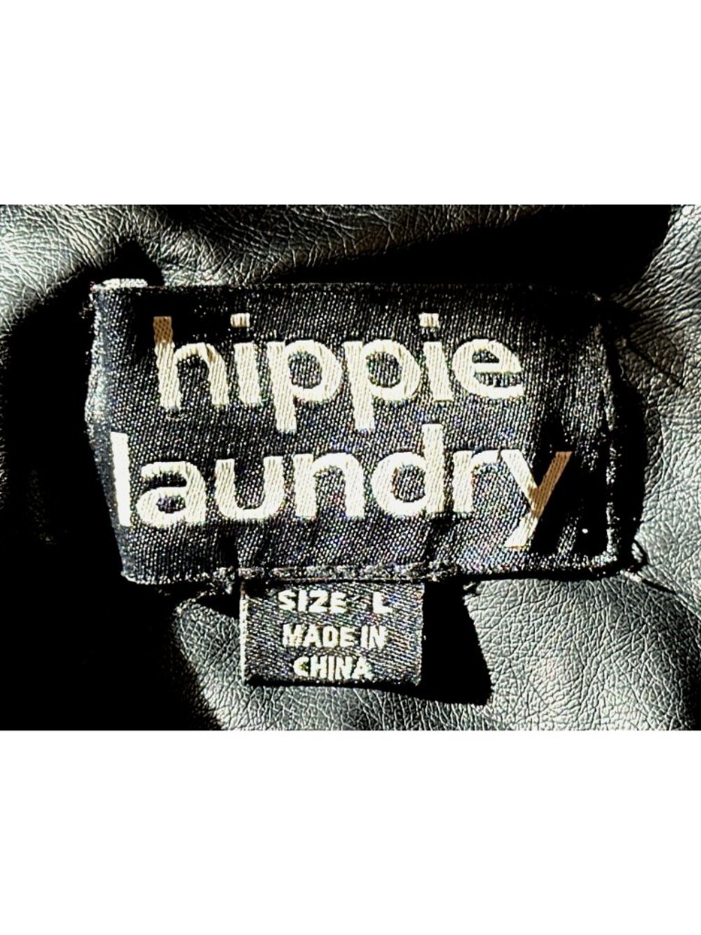 Hippie Laundry Large Black Faux Leather Moto Jacket Floral Embroidered Boho Edgy - Picture 15 of 15